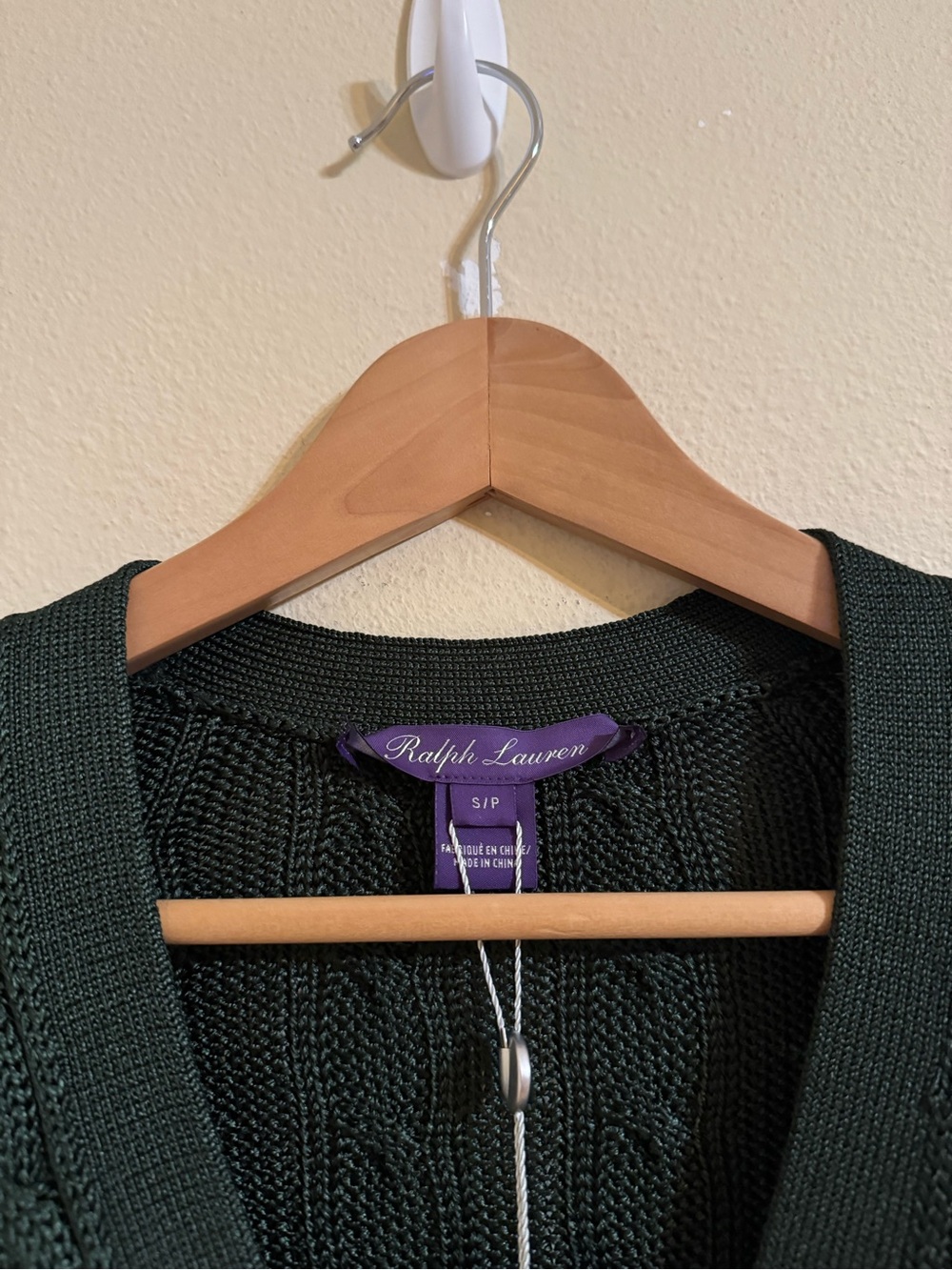Ralph Lauren Purple Label New Cable Knit Silk Cardigan Sweater Green Small - Picture 2 of 8